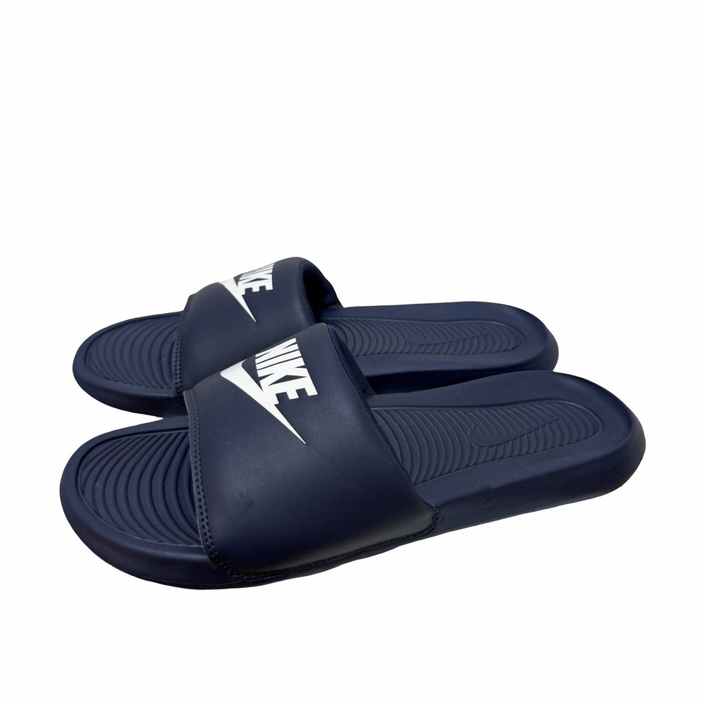 Nike Victori One Slide Mens US 11 EU 45 Navy White Summer Casual Pool Flip Flops - Picture 4 of 7